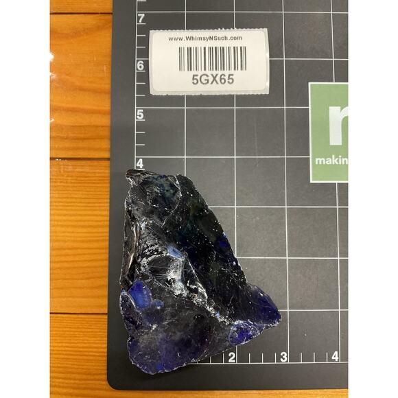 Cobalt Black Art Glass Cullet Glowing Manganese Slag Glass #5GX65 - Picture 7 of 7